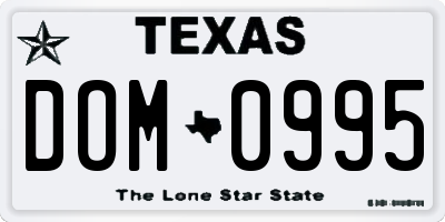 TX license plate DOM0995