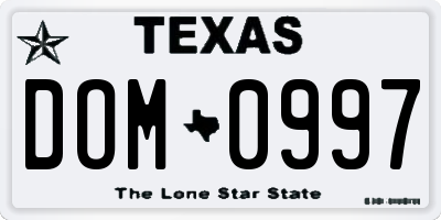 TX license plate DOM0997