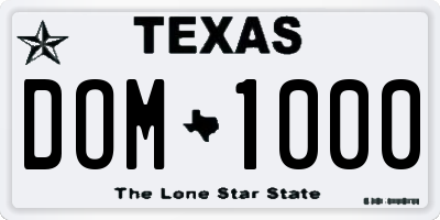 TX license plate DOM1000