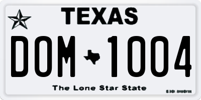 TX license plate DOM1004