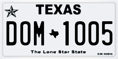 TX license plate DOM1005