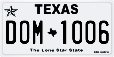 TX license plate DOM1006