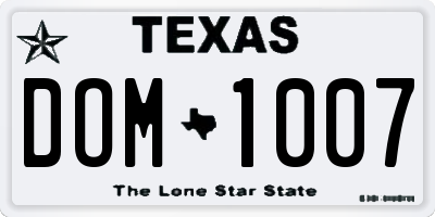 TX license plate DOM1007