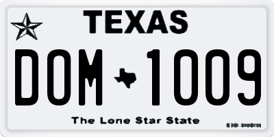 TX license plate DOM1009