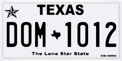 TX license plate DOM1012
