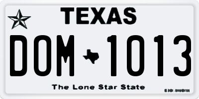 TX license plate DOM1013