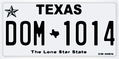 TX license plate DOM1014