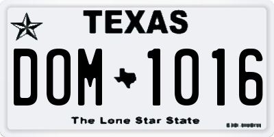 TX license plate DOM1016