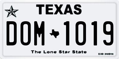 TX license plate DOM1019