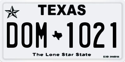 TX license plate DOM1021