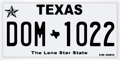 TX license plate DOM1022