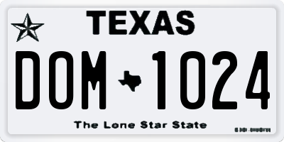 TX license plate DOM1024