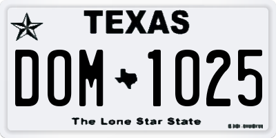 TX license plate DOM1025