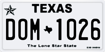 TX license plate DOM1026