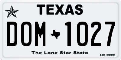 TX license plate DOM1027