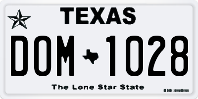 TX license plate DOM1028