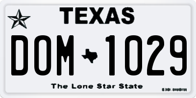 TX license plate DOM1029