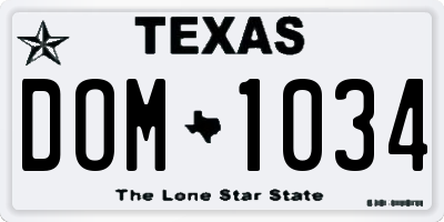 TX license plate DOM1034
