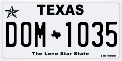 TX license plate DOM1035