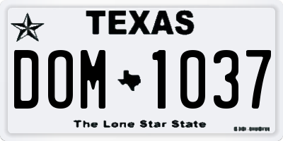 TX license plate DOM1037