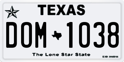 TX license plate DOM1038