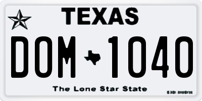 TX license plate DOM1040