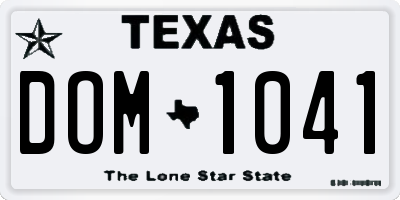 TX license plate DOM1041