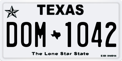 TX license plate DOM1042
