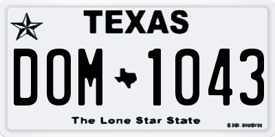TX license plate DOM1043