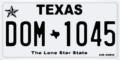 TX license plate DOM1045