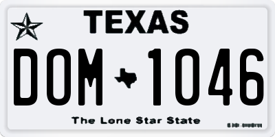 TX license plate DOM1046