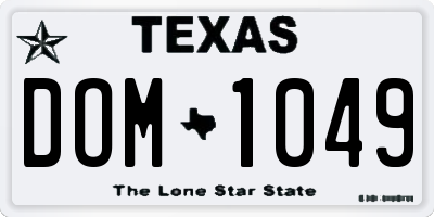 TX license plate DOM1049