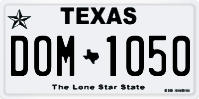 TX license plate DOM1050