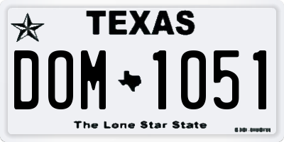 TX license plate DOM1051