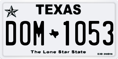 TX license plate DOM1053