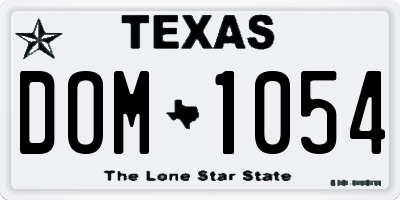 TX license plate DOM1054