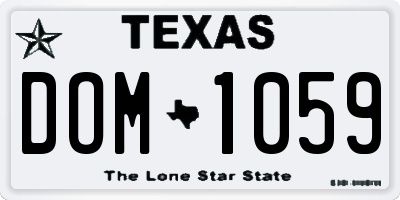 TX license plate DOM1059