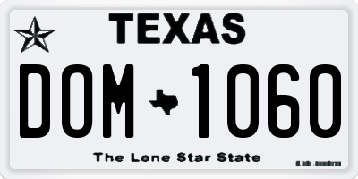 TX license plate DOM1060