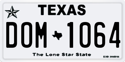 TX license plate DOM1064