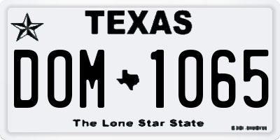 TX license plate DOM1065