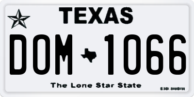 TX license plate DOM1066