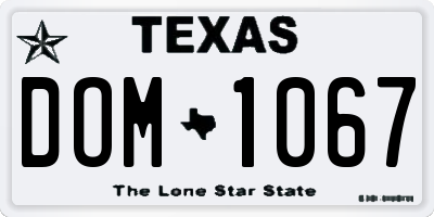 TX license plate DOM1067