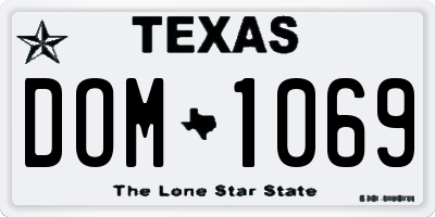 TX license plate DOM1069