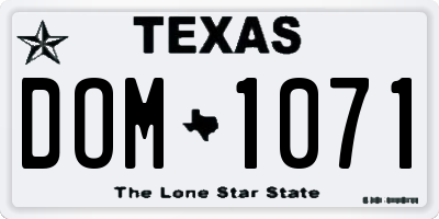 TX license plate DOM1071
