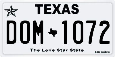 TX license plate DOM1072