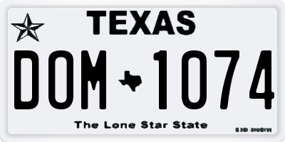 TX license plate DOM1074
