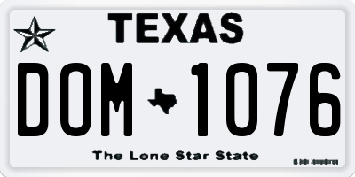 TX license plate DOM1076