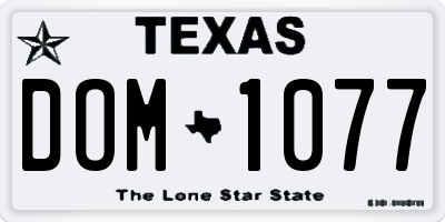 TX license plate DOM1077