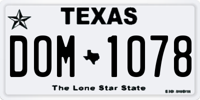 TX license plate DOM1078