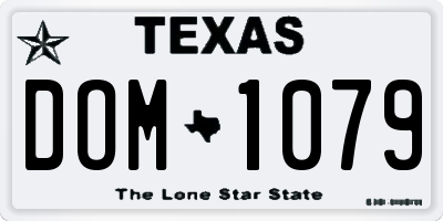 TX license plate DOM1079